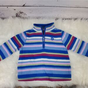 The Children's Place Striped Soft Cozy Fleece 1/4 Zip Pullover 24 Months